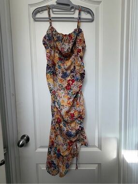Futario Multicolor Floral Midi Dress with Spaghetti Straps